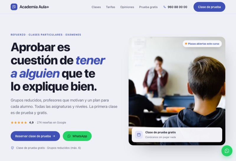 demo web academia / clases