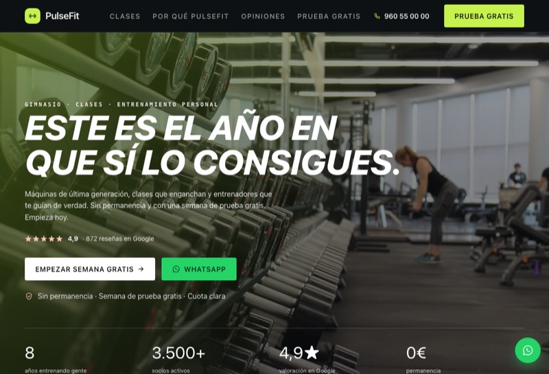 demo web gimnasio y entrenamiento