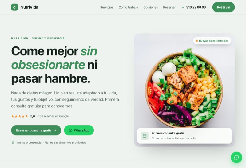 demo web nutricionista / dietista
